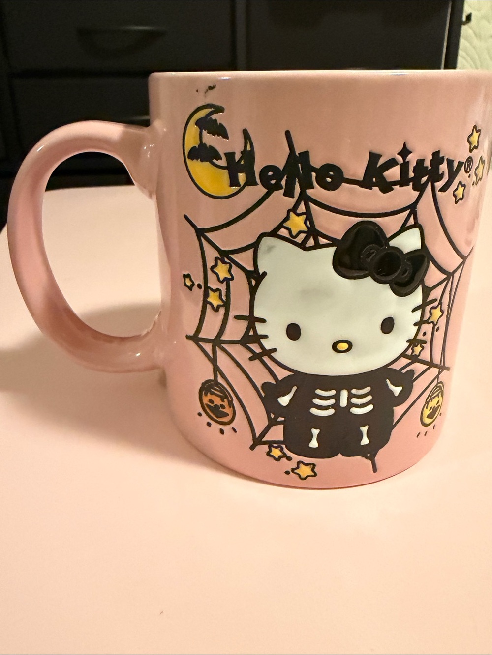 Hello Kitty Pink Halloween Skeleton Ceramic Coffee Mug
